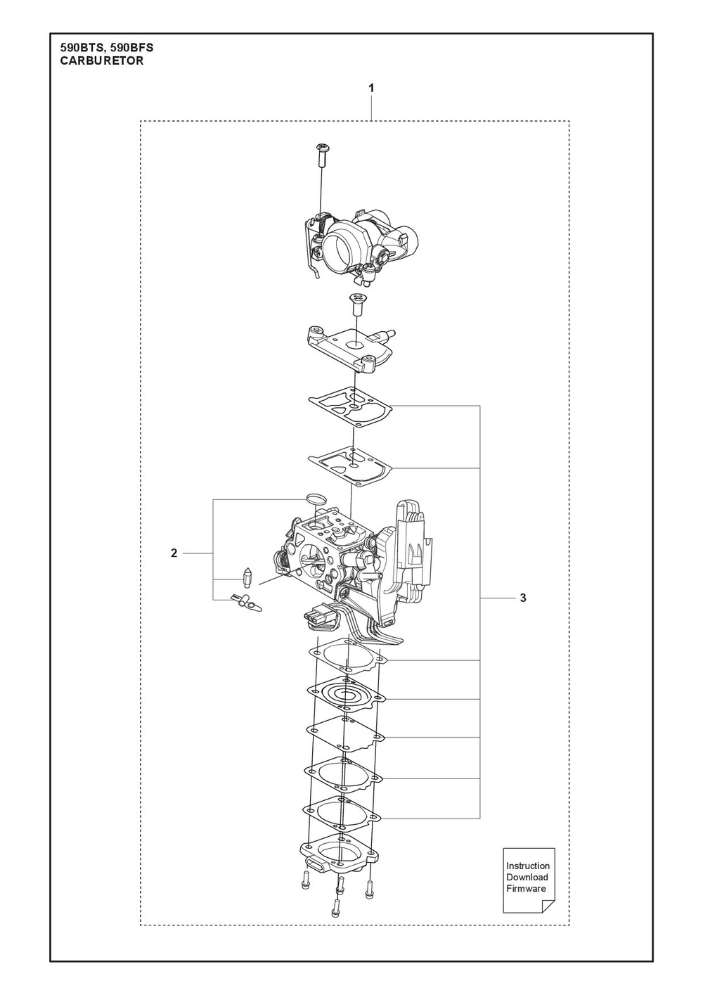Carburetor Diagram and Parts List for 590BTS  Husqvarna Leaf Blower / Vacuum