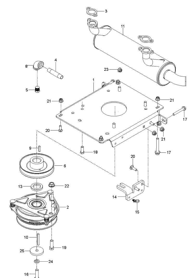 Engine Mounting, Guards And Muffler Diagram and Parts List for Z560 (96792990200)(2019-06) Husqvarna Lawn Mower