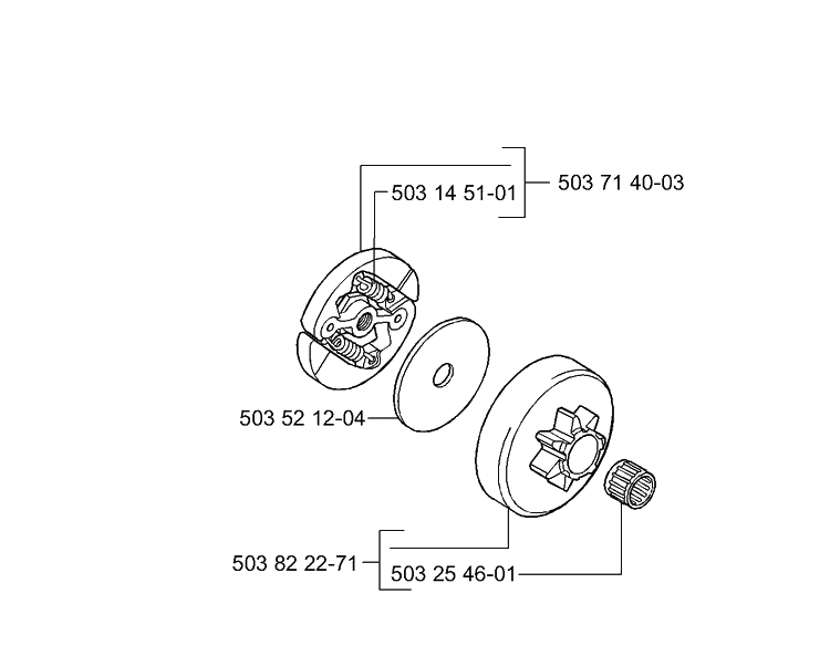Clutch / Drum Diagram and Parts List for 335XPT 2001-05 Husqvarna Chainsaw