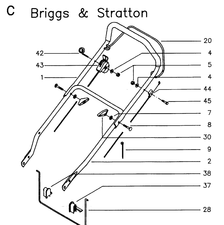 Handle And Controls 3 Diagram and Parts List for MASTER46  Husqvarna Lawn Mower