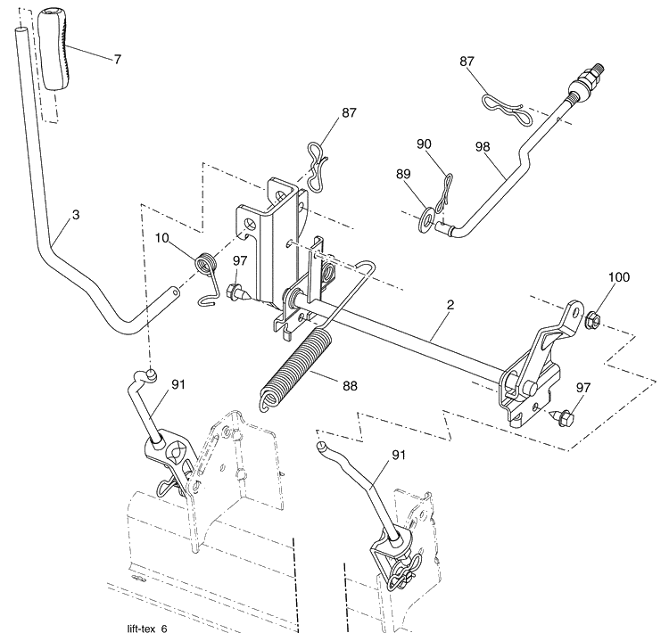 Mower Lift Diagram and Parts List for LTH1538 (96043003802)(2008-04) Husqvarna Lawn Mower