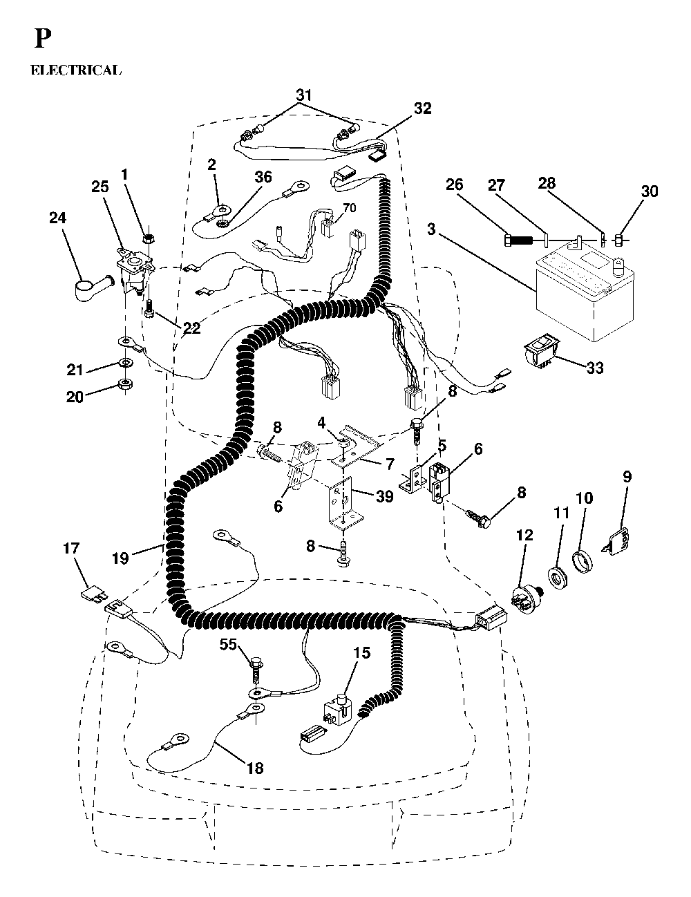 Electrical Diagram and Parts List for LTH130 (HE13H36D, 954820001)(1997-03) Husqvarna Lawn Tractor