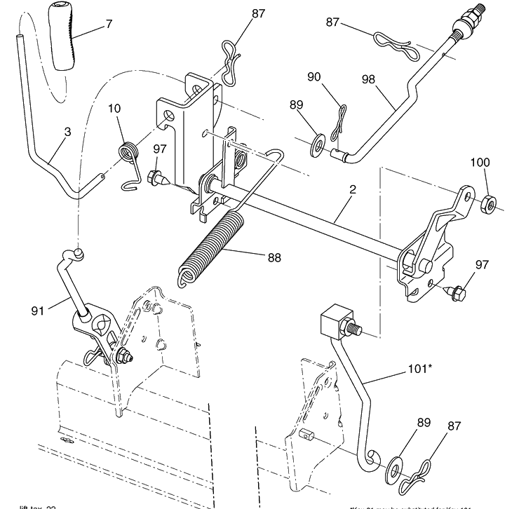 Mower Lift Diagram and Parts List for YTH2042 (917289610)(2010-05) Husqvarna Lawn Mower