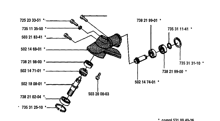 Gear Assembly Diagram and Parts List for 125L 1993-04 Husqvarna Trimmer