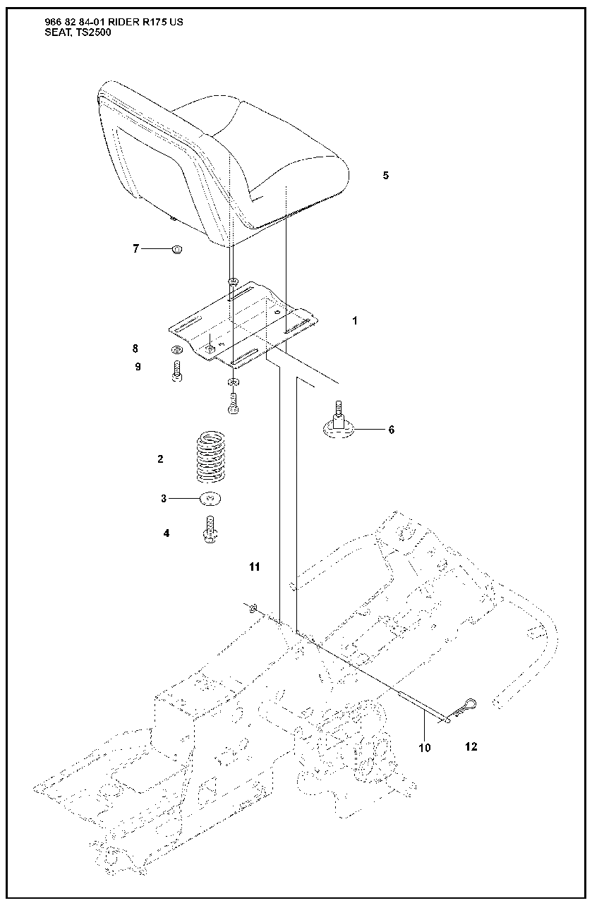 Seat Diagram and Parts List for R175 2008-05 Husqvarna Lawn Tractor