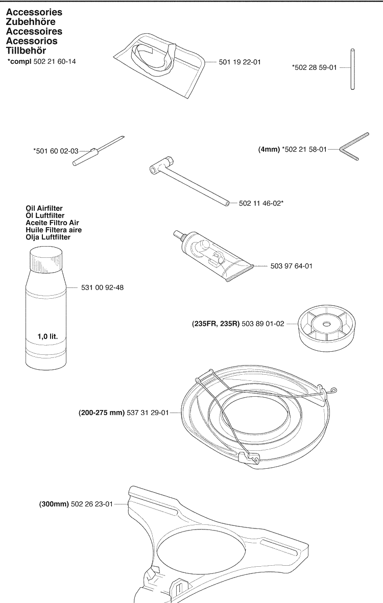 Accessoires 3 Diagram and Parts List for 235FR 2009-06 Husqvarna Brush Cutter