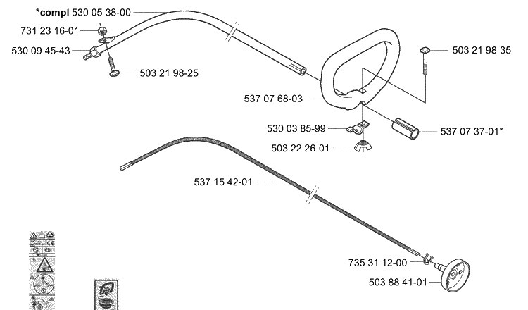 Shaft / Tube Diagram and Parts List for 326C 2004-03 Husqvarna Brush Cutter