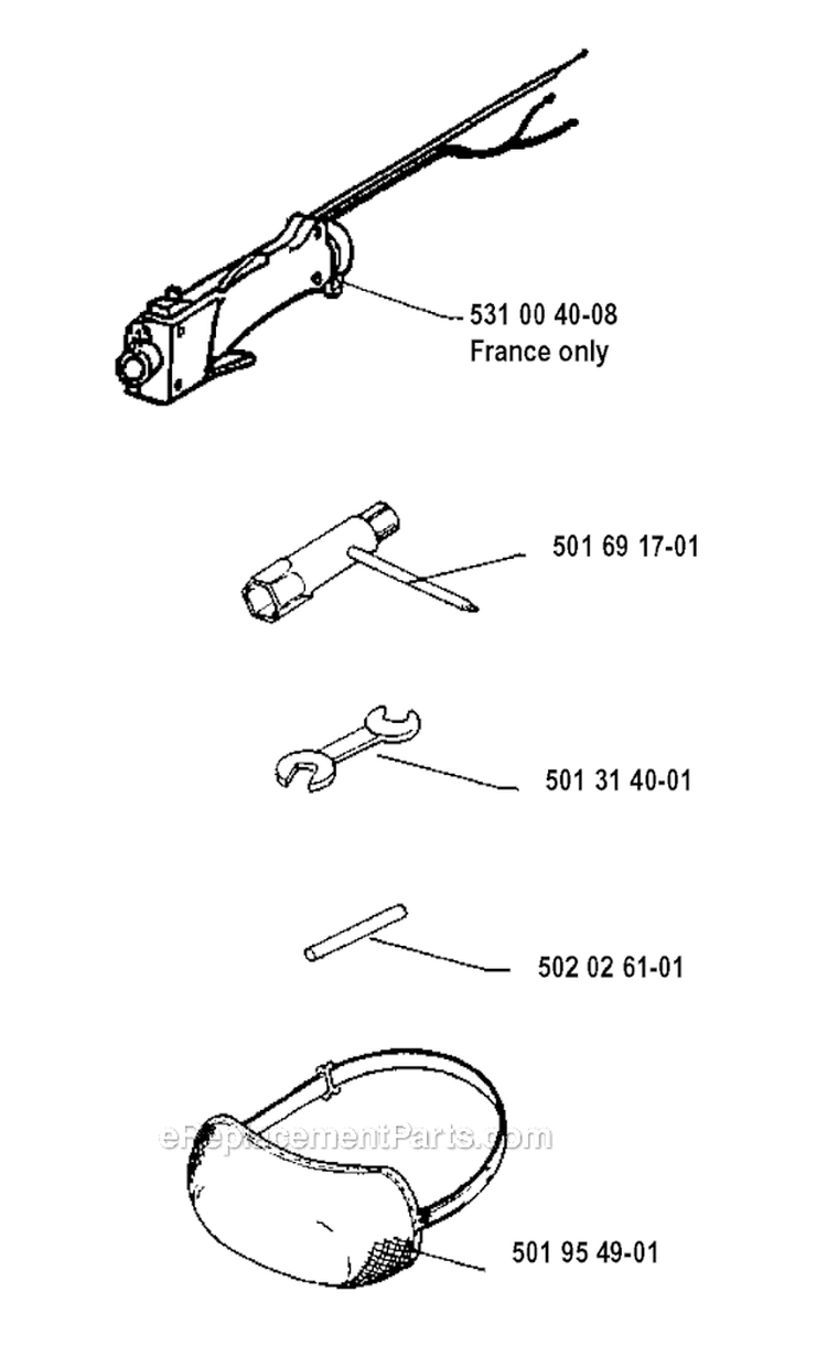 Accessories Diagram and Parts List for 132RB 1990-11 Husqvarna Brush Cutter