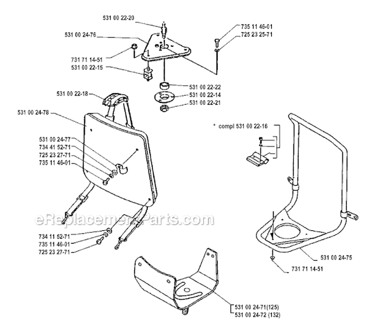 Harness Diagram and Parts List for 132RB 1990-11 Husqvarna Brush Cutter