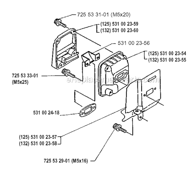 Muffler Diagram and Parts List for 132RB 1990-11 Husqvarna Brush Cutter