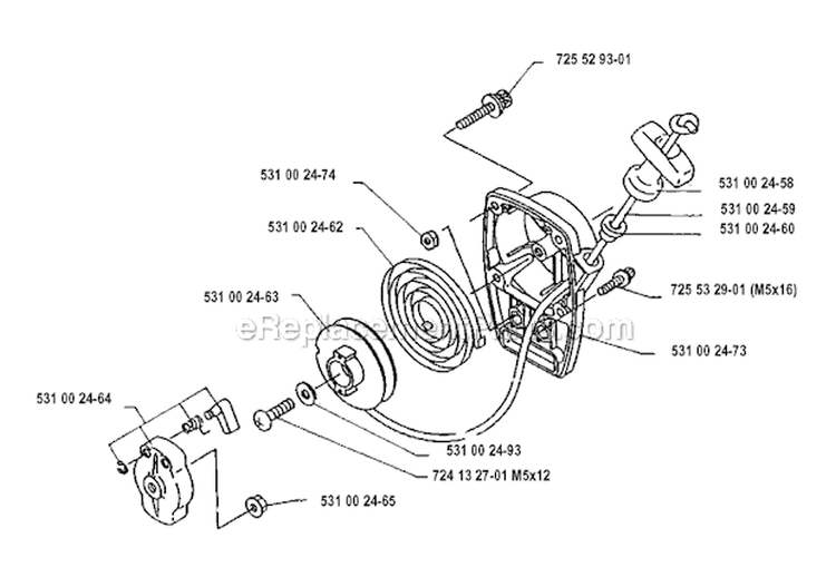 Starter Diagram and Parts List for 132RB 1990-11 Husqvarna Brush Cutter