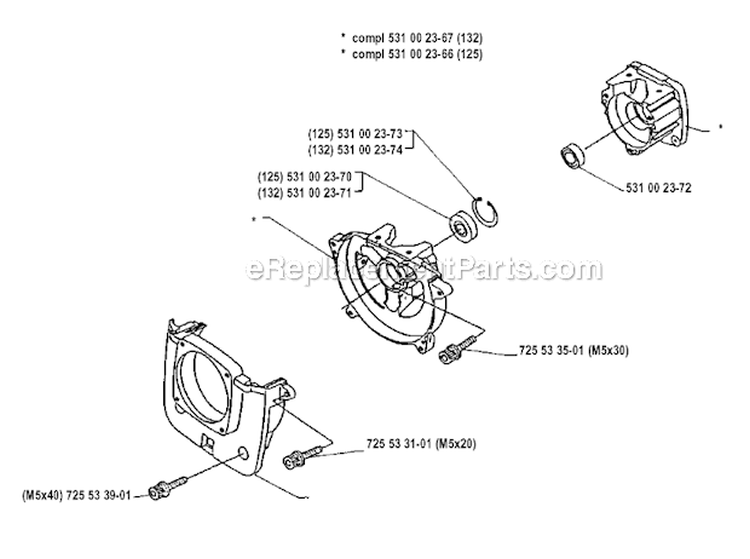 Crankcase Diagram and Parts List for 132RB 1990-11 Husqvarna Brush Cutter