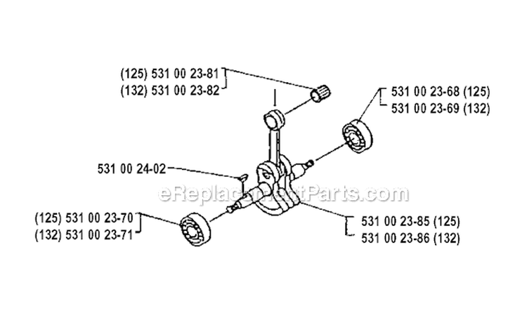 Crankshaft Diagram and Parts List for 132RB 1990-11 Husqvarna Brush Cutter