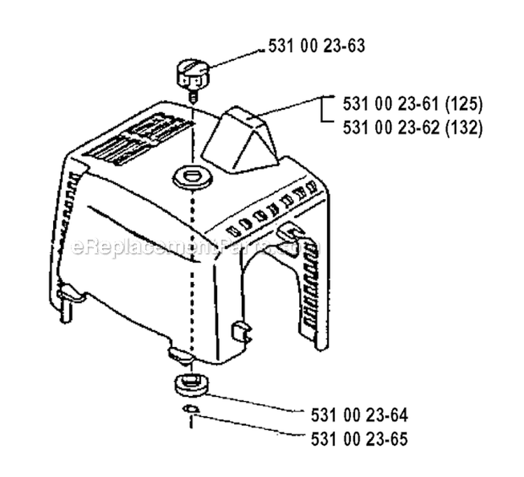 Cylinder Cover Diagram and Parts List for 132RB 1990-11 Husqvarna Brush Cutter