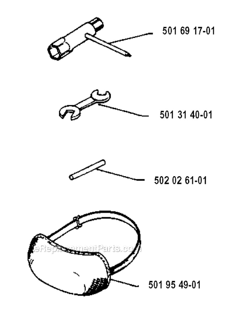 Accessories Diagram and Parts List for 132RB 1993-04 Husqvarna Brush Cutter