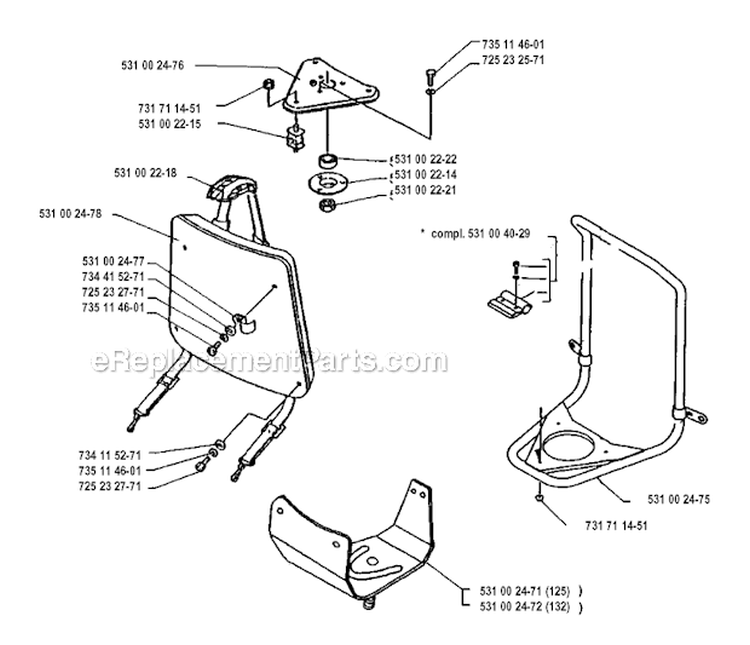 Harness Diagram and Parts List for 132RB 1993-04 Husqvarna Brush Cutter