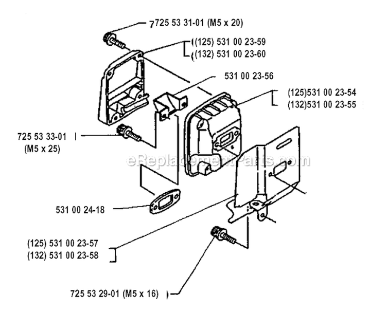 Muffler Diagram and Parts List for 132RB 1993-04 Husqvarna Brush Cutter
