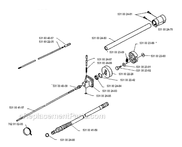 Shaft Diagram and Parts List for 132RB 1993-04 Husqvarna Brush Cutter