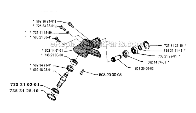 Steering Column Diagram and Parts List for 132RB 1993-04 Husqvarna Brush Cutter