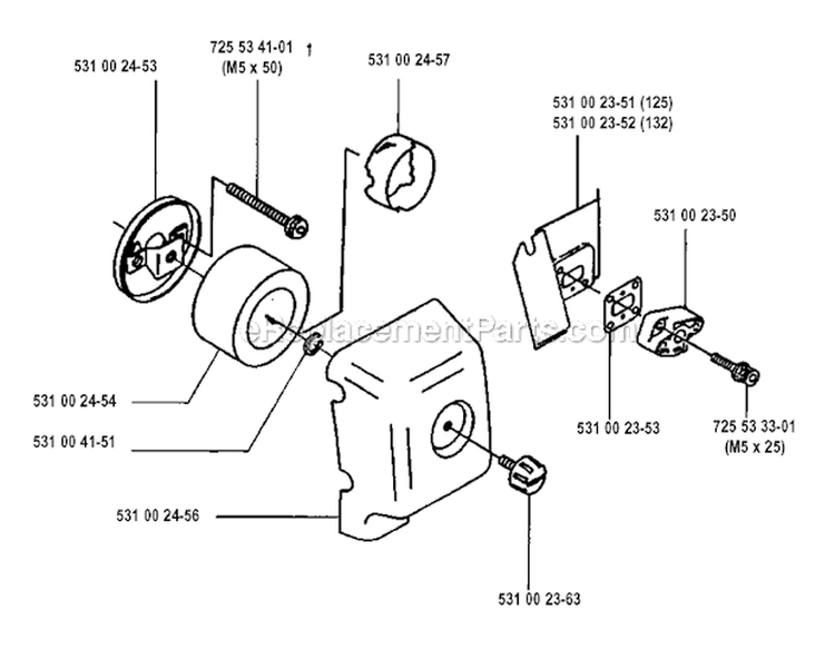 Air Filter Diagram and Parts List for 132RB 1993-04 Husqvarna Brush Cutter