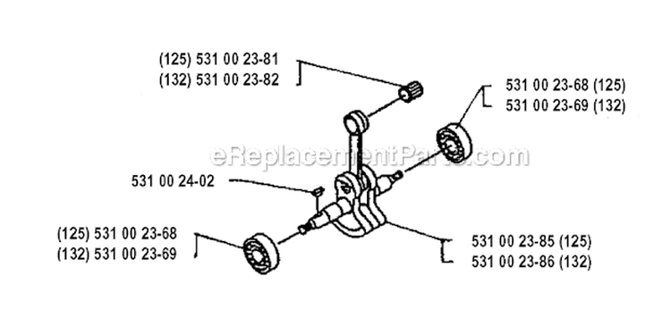 Crankshaft Diagram and Parts List for 132RB 1993-04 Husqvarna Brush Cutter