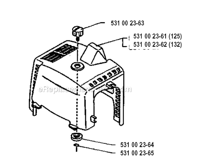 Cylinder Cover Diagram and Parts List for 132RB 1993-04 Husqvarna Brush Cutter