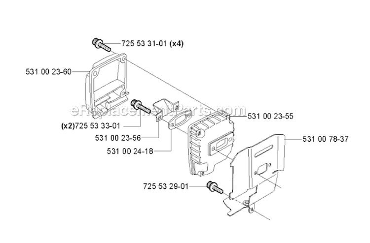 Muffler Diagram and Parts List for 132RJ 2004-09 Husqvarna Brush Cutter