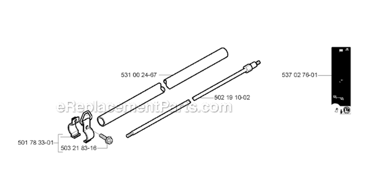 Shaft Diagram and Parts List for 132RJ 2004-09 Husqvarna Brush Cutter