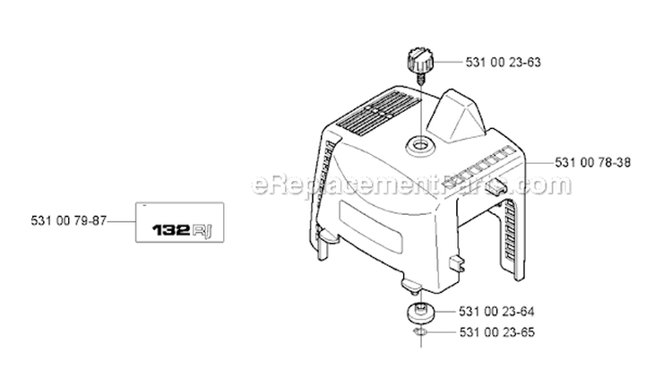 Cylinder Cover Diagram and Parts List for 132RJ 2004-09 Husqvarna Brush Cutter