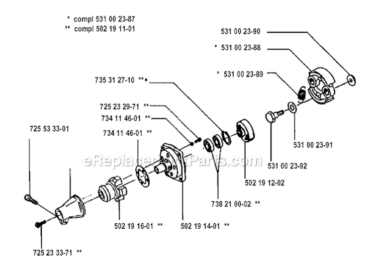 Clutch Diagram and Parts List for 132R 1993-04 Husqvarna Brush Cutter