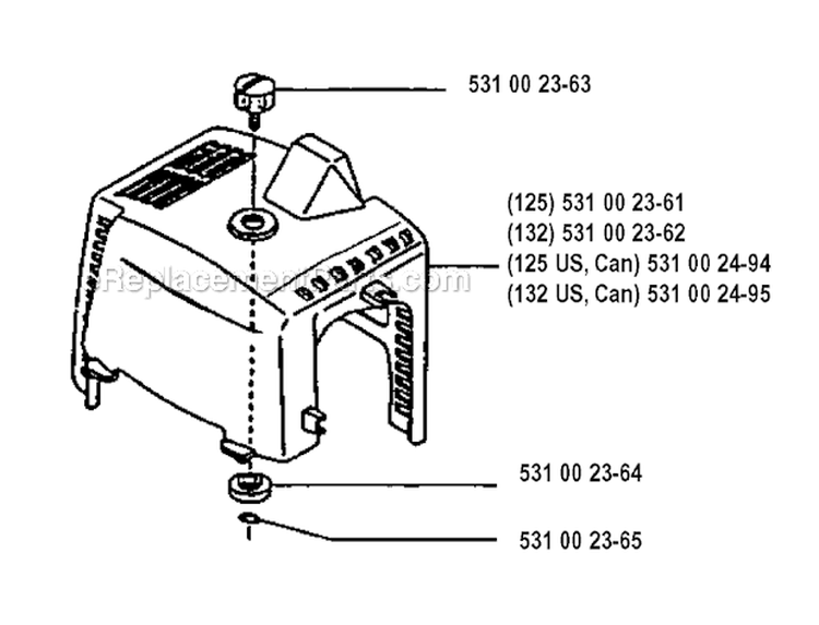 Cylinder Cover Diagram and Parts List for 132R 1993-04 Husqvarna Brush Cutter