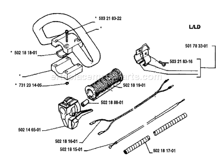 Page K Diagram and Parts List for 132R 132 R 1991-11 Husqvarna Trimmer