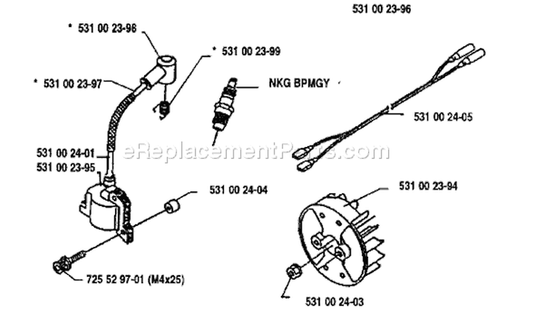 Page L Diagram and Parts List for 132R 132 R 1991-11 Husqvarna Trimmer