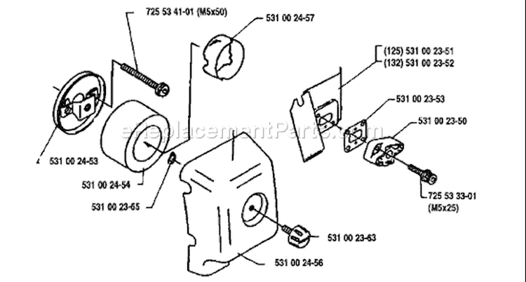 Page M Diagram and Parts List for 132R 132 R 1991-11 Husqvarna Trimmer