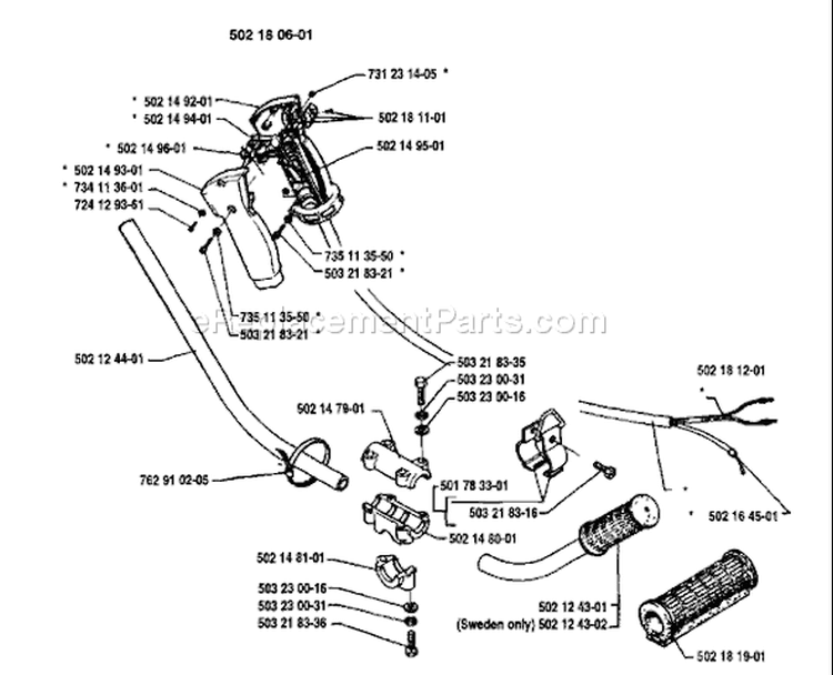 Page Q Diagram and Parts List for 132R 132 R 1991-11 Husqvarna Trimmer