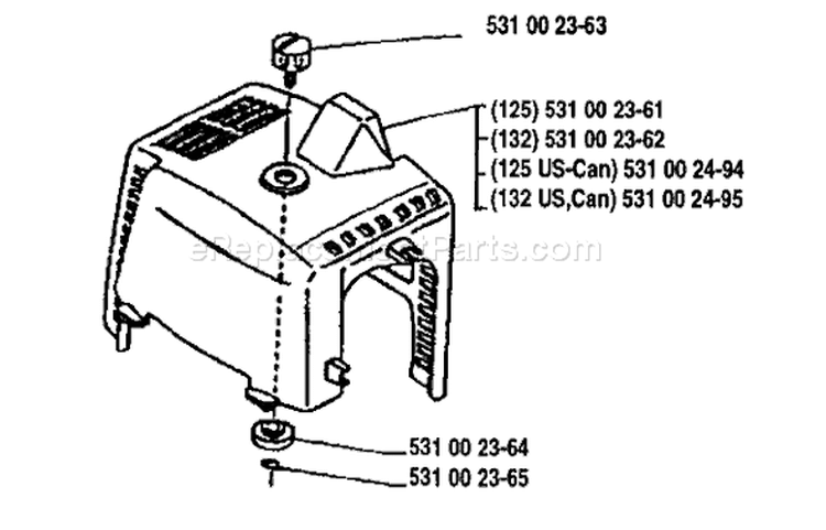 Page E Diagram and Parts List for 132R 132 R 1991-11 Husqvarna Trimmer