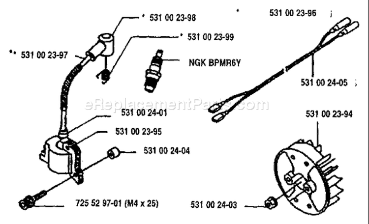 Page L Diagram and Parts List for 132RD 132 RD 1993-04 Husqvarna Trimmer