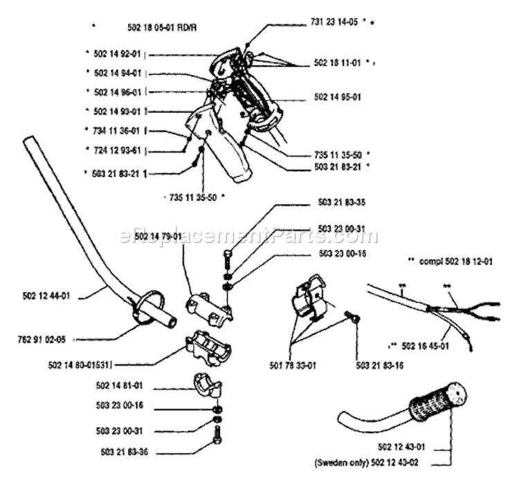 Page R Diagram and Parts List for 132RD 132 RD 1993-04 Husqvarna Trimmer