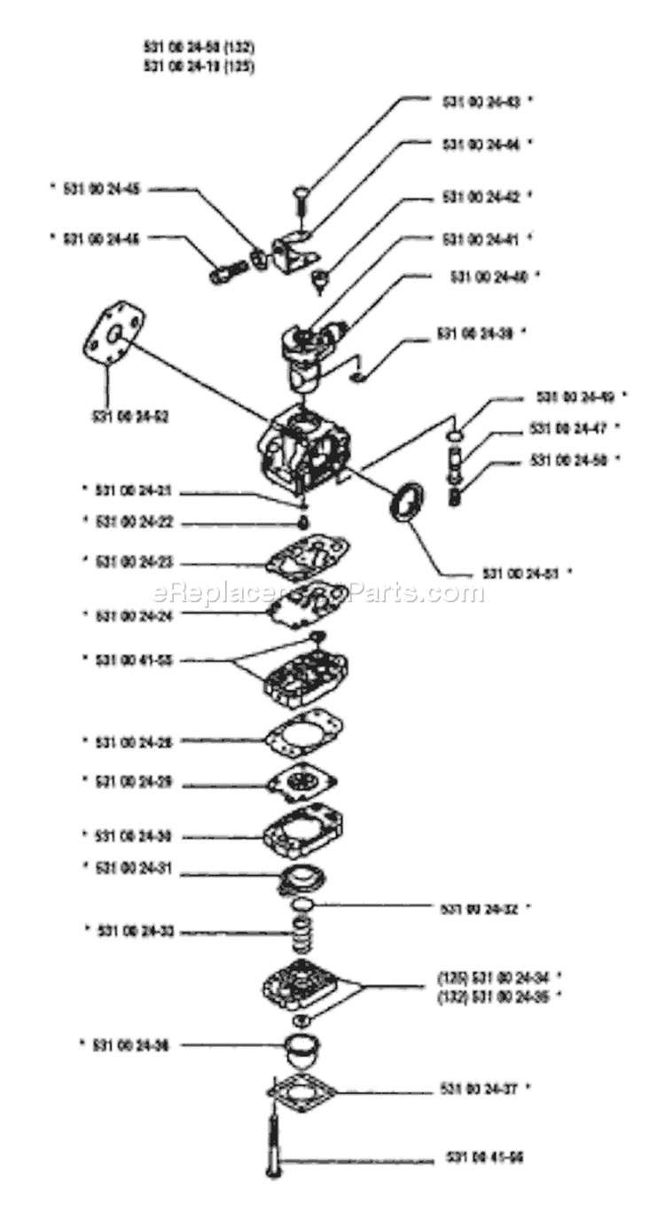 Page C Diagram and Parts List for 132RD 132 RD 1993-04 Husqvarna Trimmer