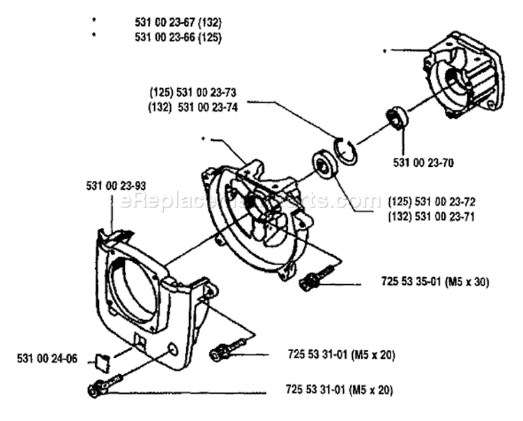 Page E Diagram and Parts List for 132RD 132 RD 1993-04 Husqvarna Trimmer