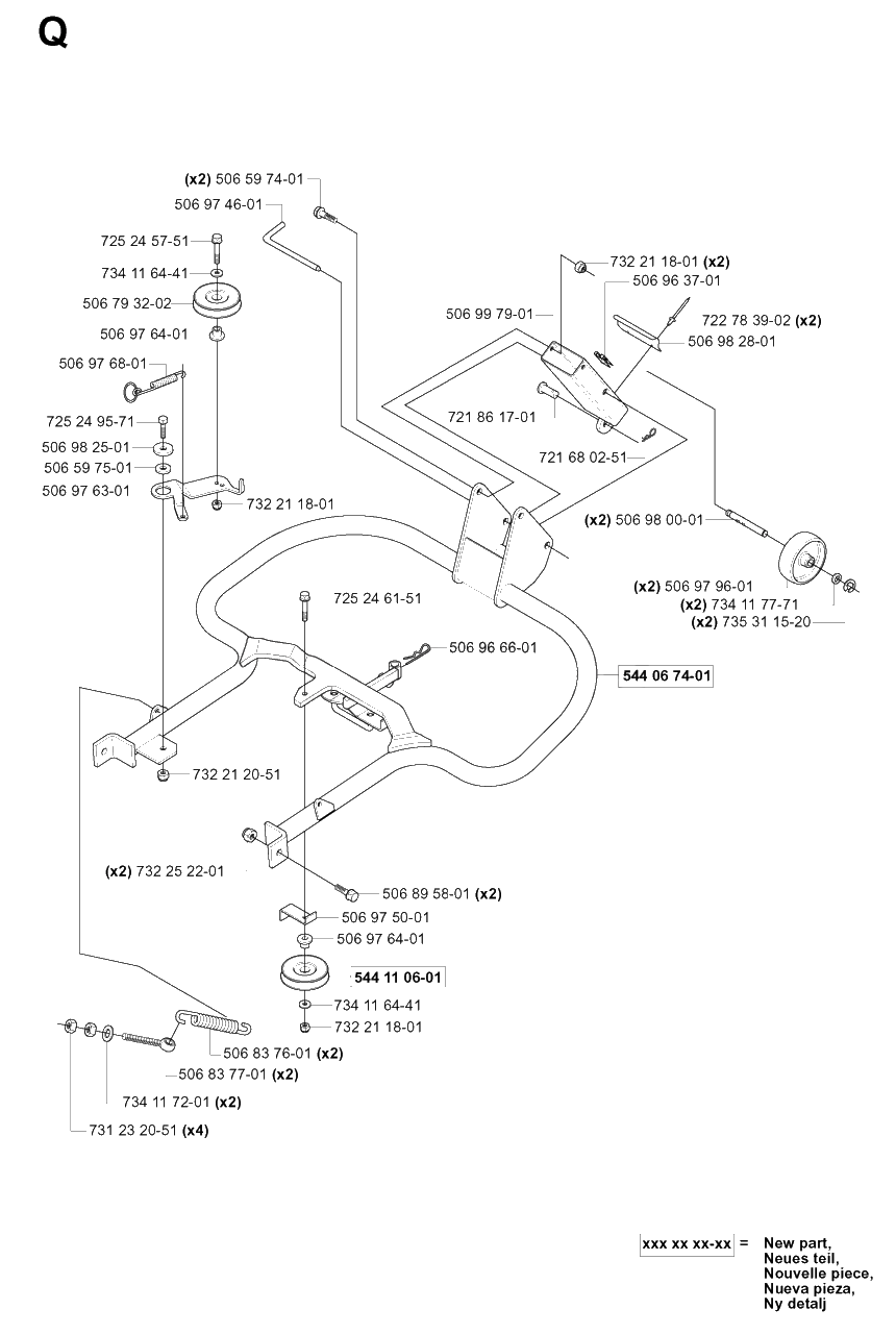Frame Diagram and Parts List for R13C (965070401)(2006-01) Husqvarna Lawn Tractor