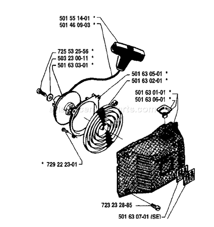 Page J Diagram and Parts List for 133 1980-10 Husqvarna Chainsaw