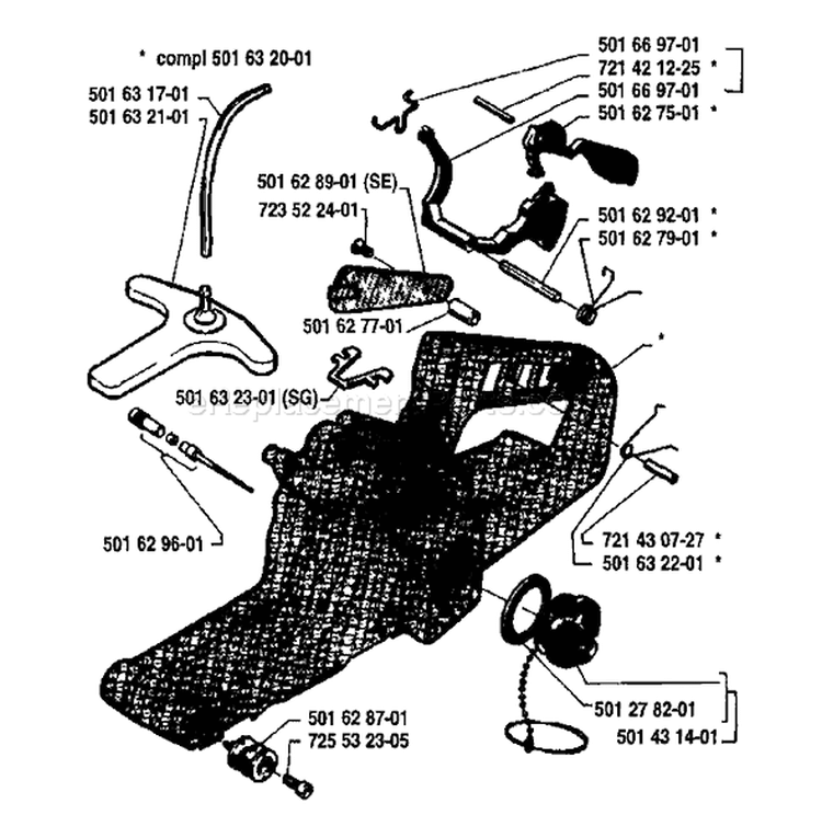 Page K Diagram and Parts List for 133 1980-10 Husqvarna Chainsaw