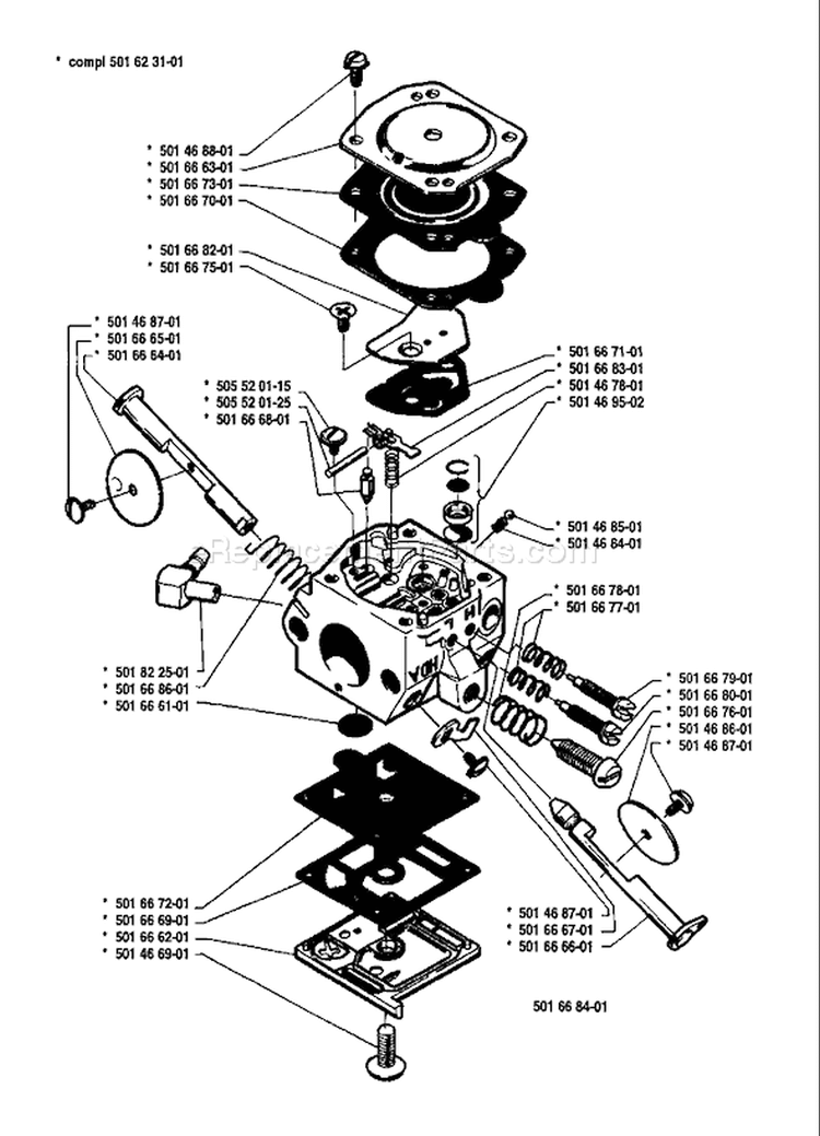 Page B Diagram and Parts List for 133 1980-10 Husqvarna Chainsaw
