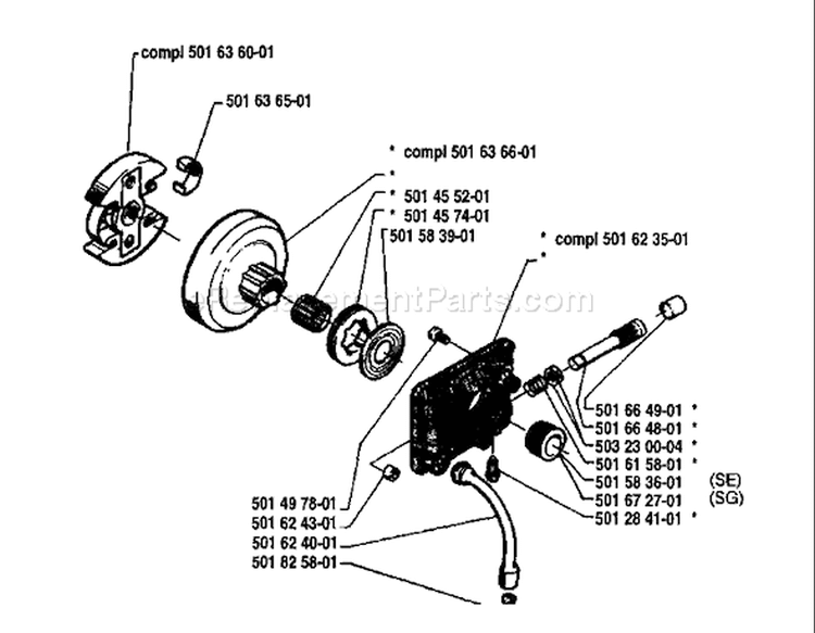 Page H Diagram and Parts List for 133 1980-10 Husqvarna Chainsaw