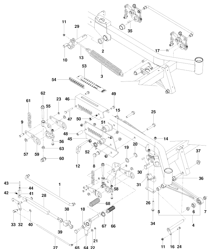 Mower Lift / Deck Lift Diagram and Parts List for PZ6029FX (966061201)(2010-01) Husqvarna Lawn Mower
