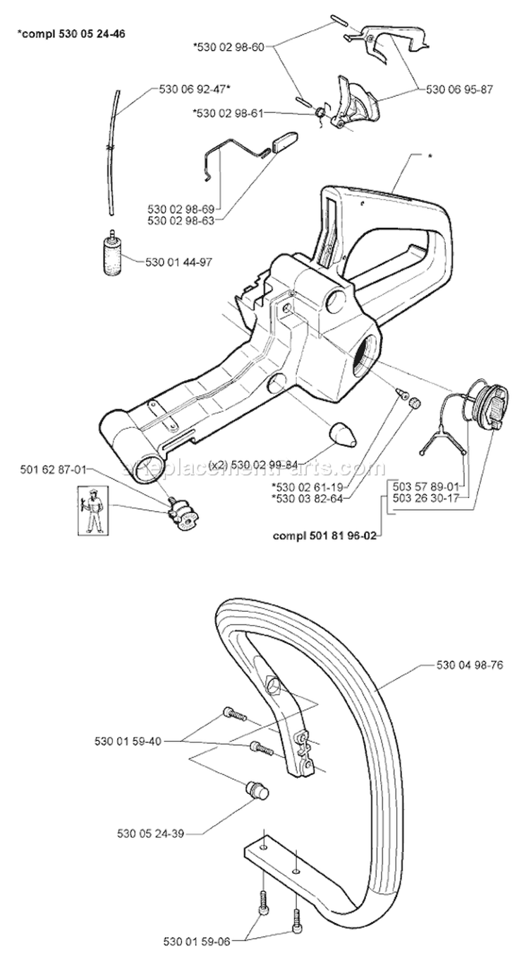 Page F Diagram and Parts List for 136 1998-09 Husqvarna Chainsaw