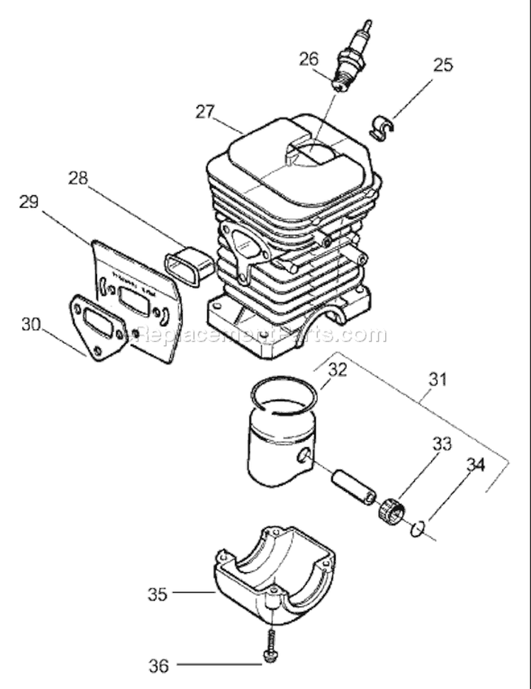 Page J Diagram and Parts List for 136 2001-05 Husqvarna Chainsaw