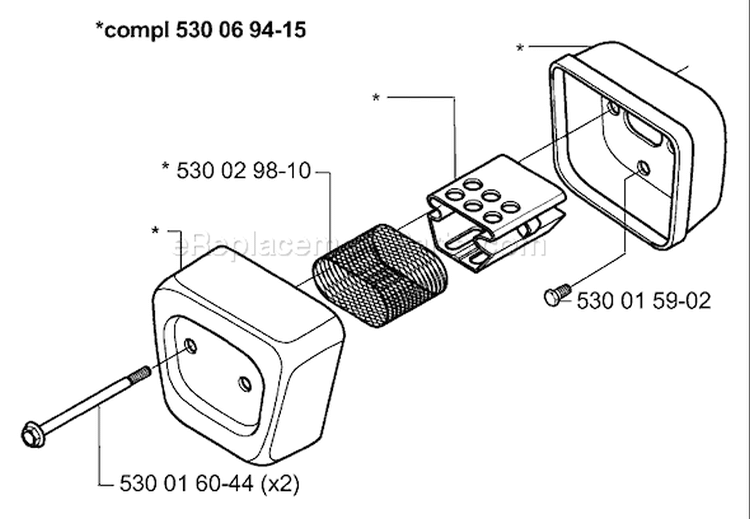 Page J Diagram and Parts List for 136 2001-09 Husqvarna Chainsaw