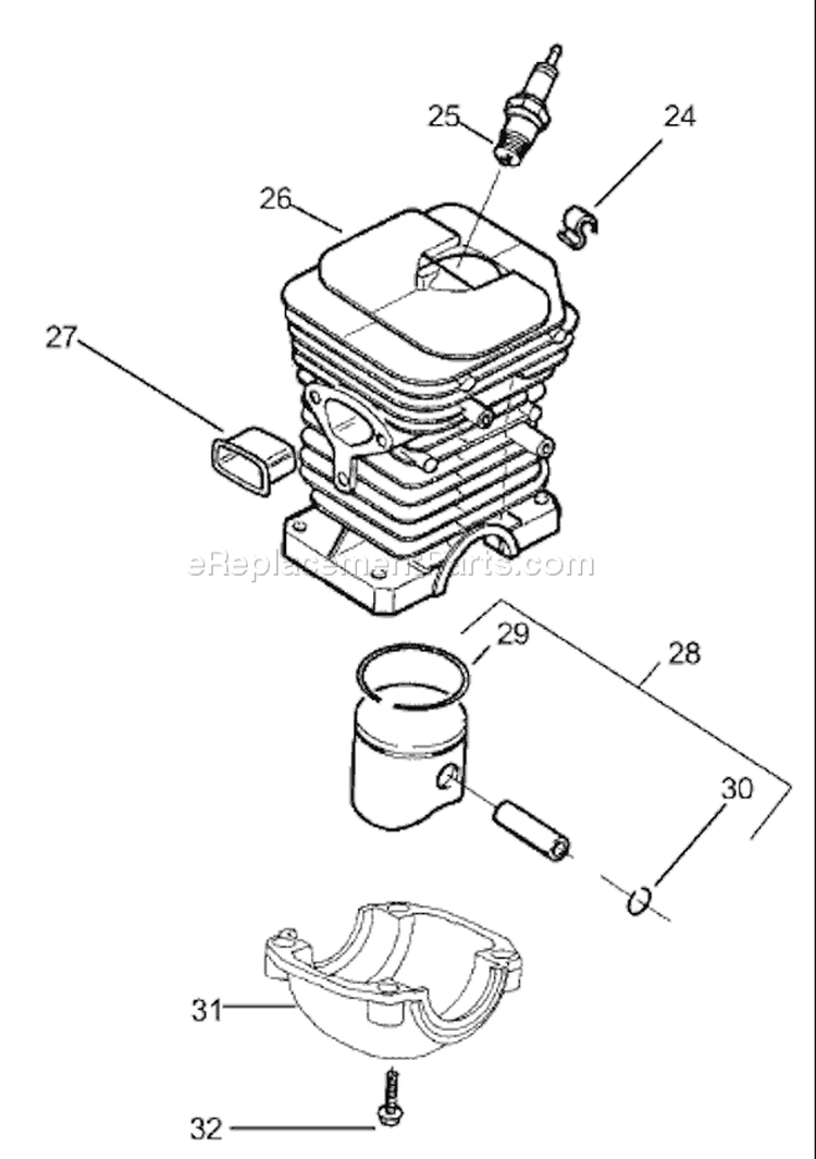 Page J Diagram and Parts List for 136LE 136 LE 2001-06 Husqvarna Chainsaw